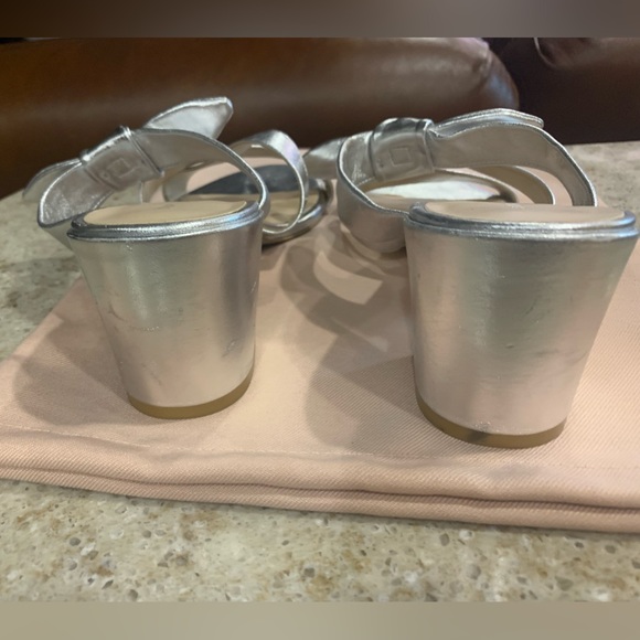 NWOT Stuart Weitzman Bandeau Block Silver Leather Slide Sandal Size 7.5 - Picture 3 of 6